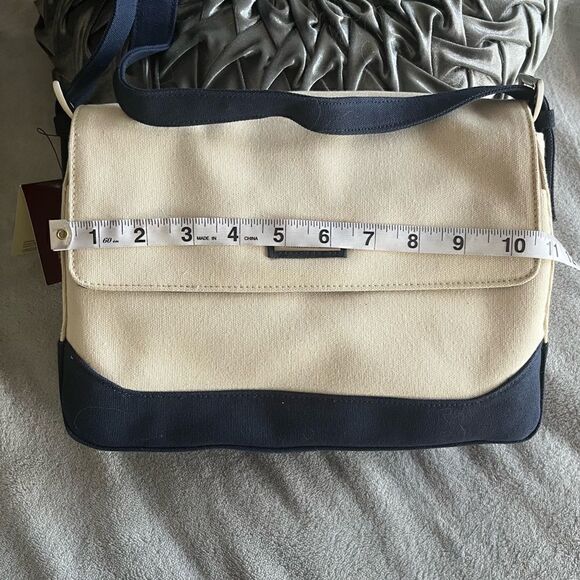 Etienne Aigner Fanvy Navy & Off-white Canvas Shoulder Handbag - Picture 9 of 11